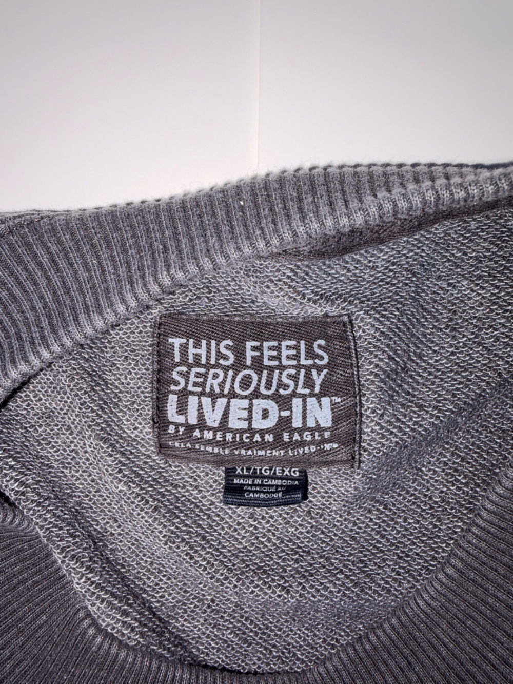 Aerie “Seriously lives in” Charcoal Cropped Crewneck Sweatshirt Sz XL - Picture 3 of 5